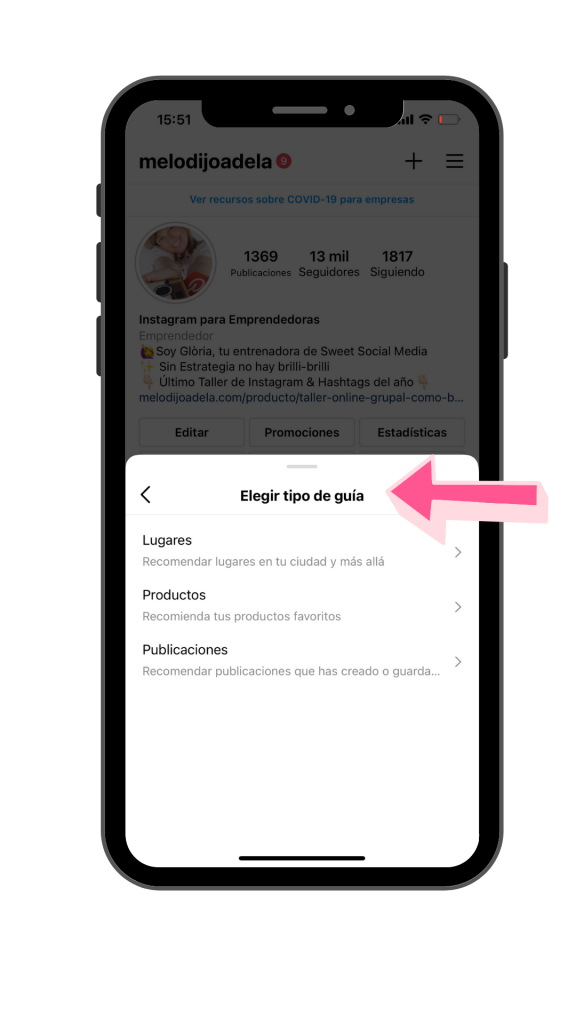 guiasdeinstagram. Elige el tipo de guia